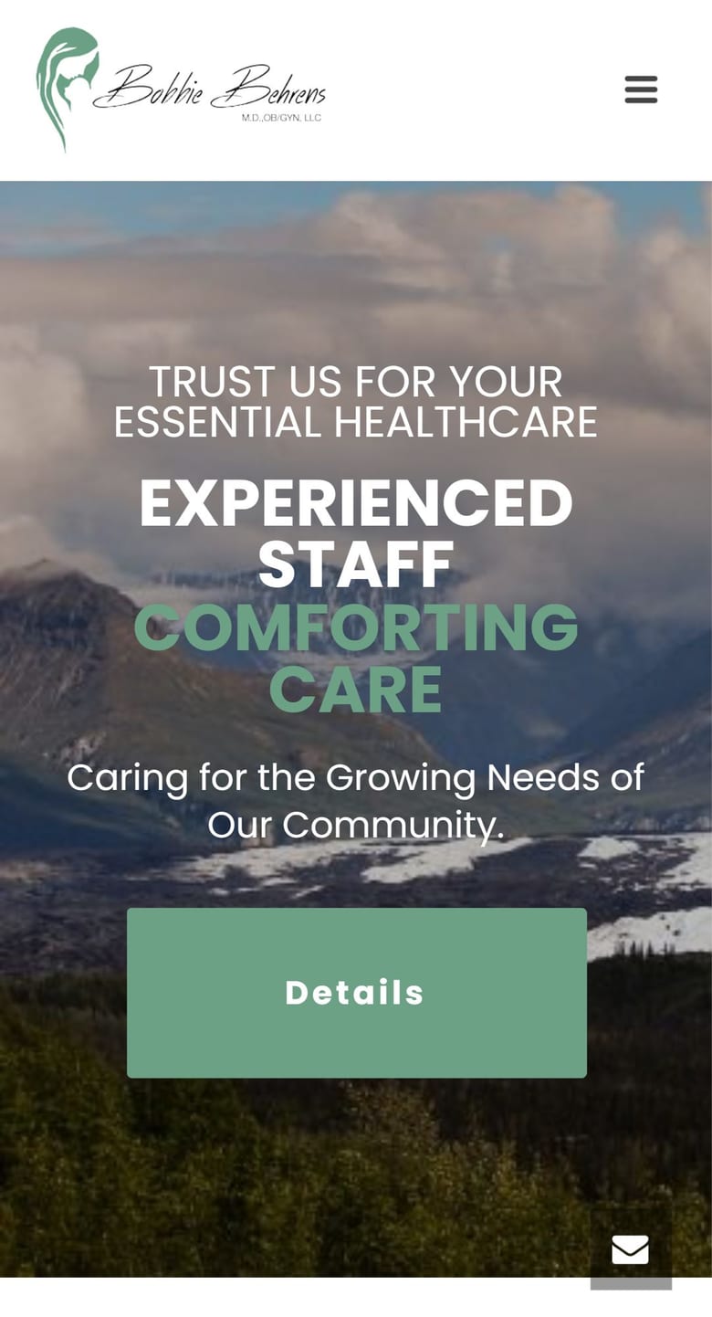 Dr. Behrens OB/GYN website on a phone