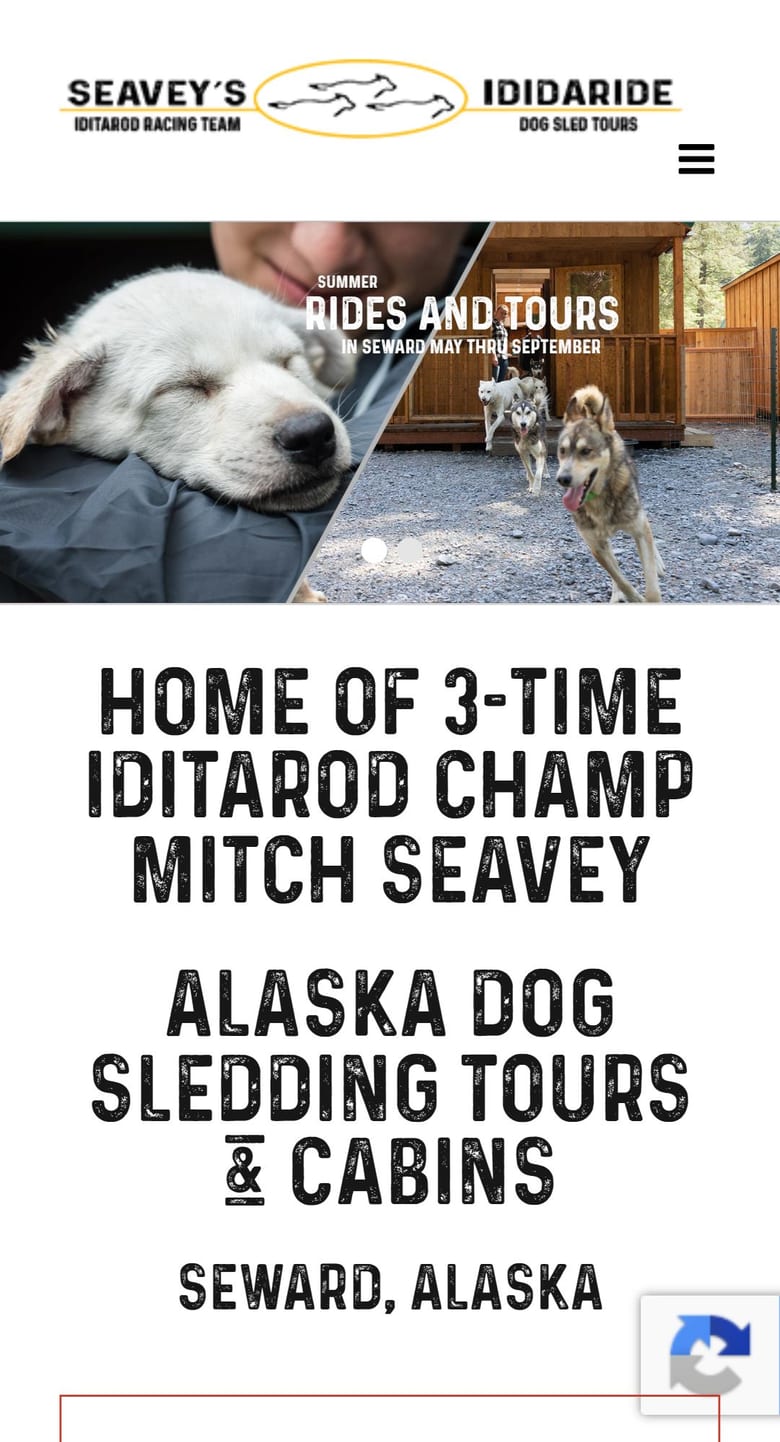 IdidaRide Sled Dog Tours website on a phone