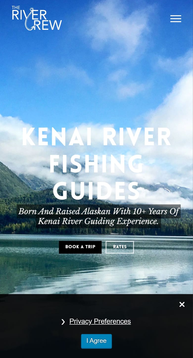 The River Crew website on a phone
