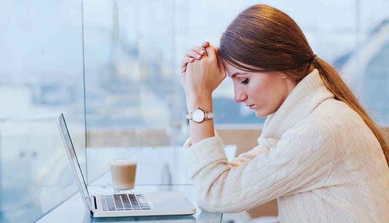 frustrated person at computer